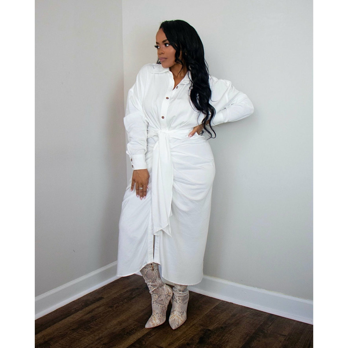 All Wrapped Up Shirt Dress - Shay B Shop