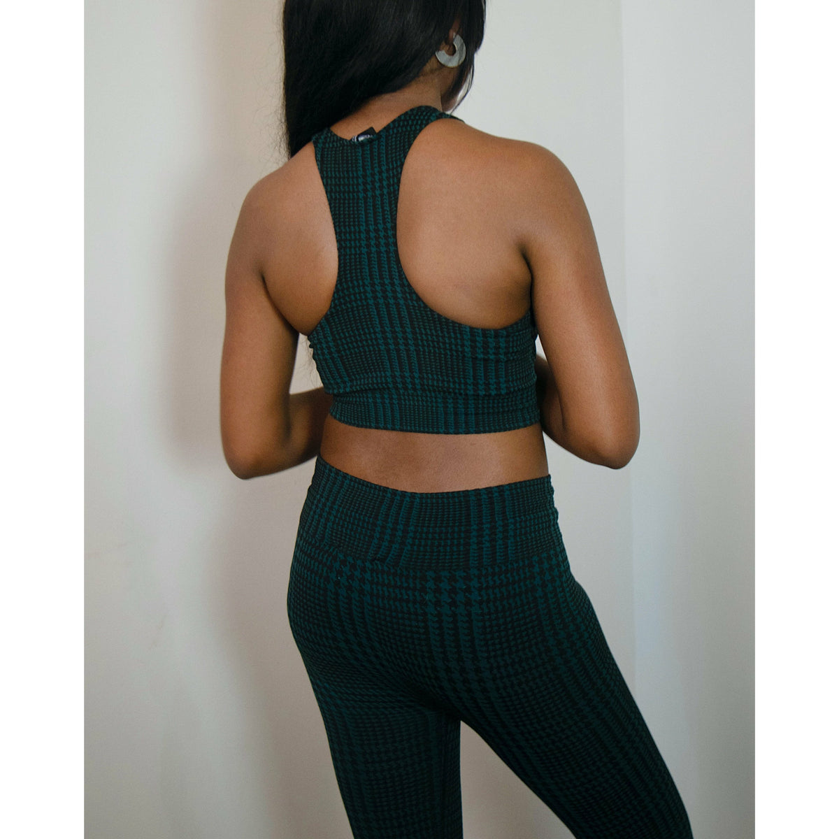 Chelsea Houndstooth Active Pant Suit Hunter Green/Black - Shay B Shop