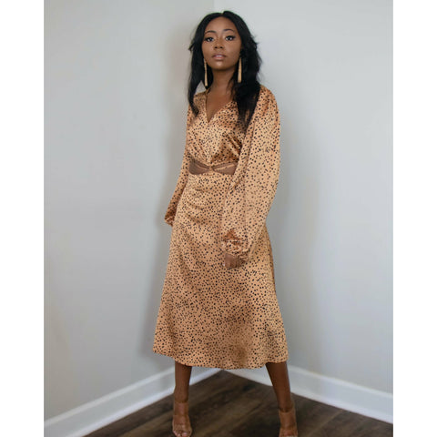 Golden Hour Spotted Cut-Out Dress - Shay B Shop