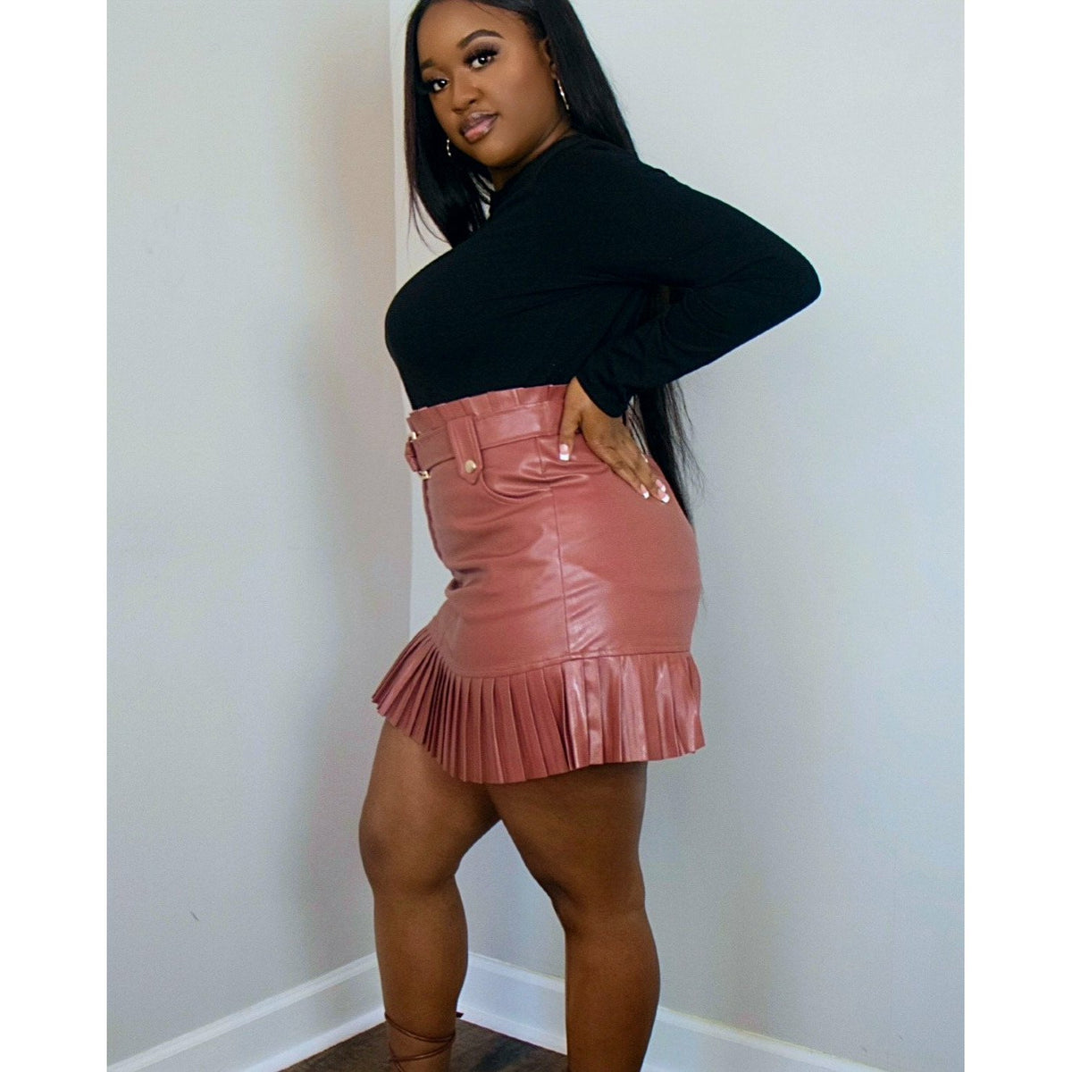 Heather Faux Leather Skirt - Shay B Shop