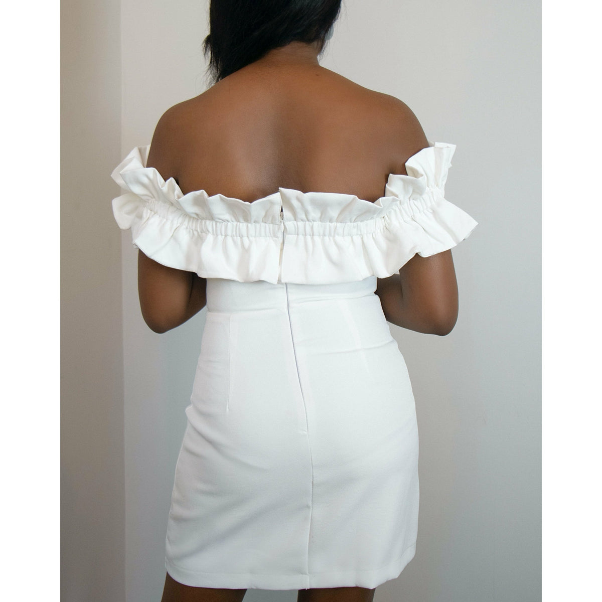 Mila Ruffle Off The Shoulder White Dress - Shay B Shop